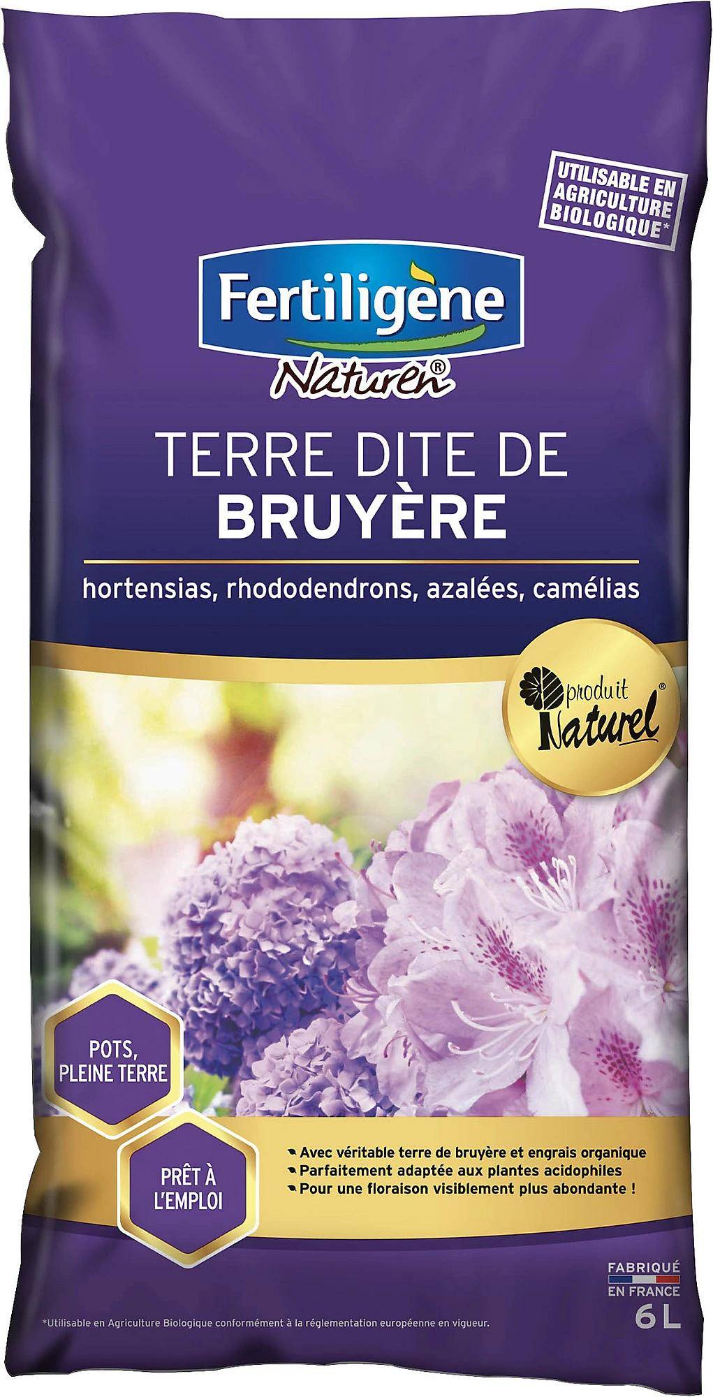 Fertiligène - Terre dite de bruyère sac 6L prête à l'emploi - Fertiligene naturel - Imagen 3