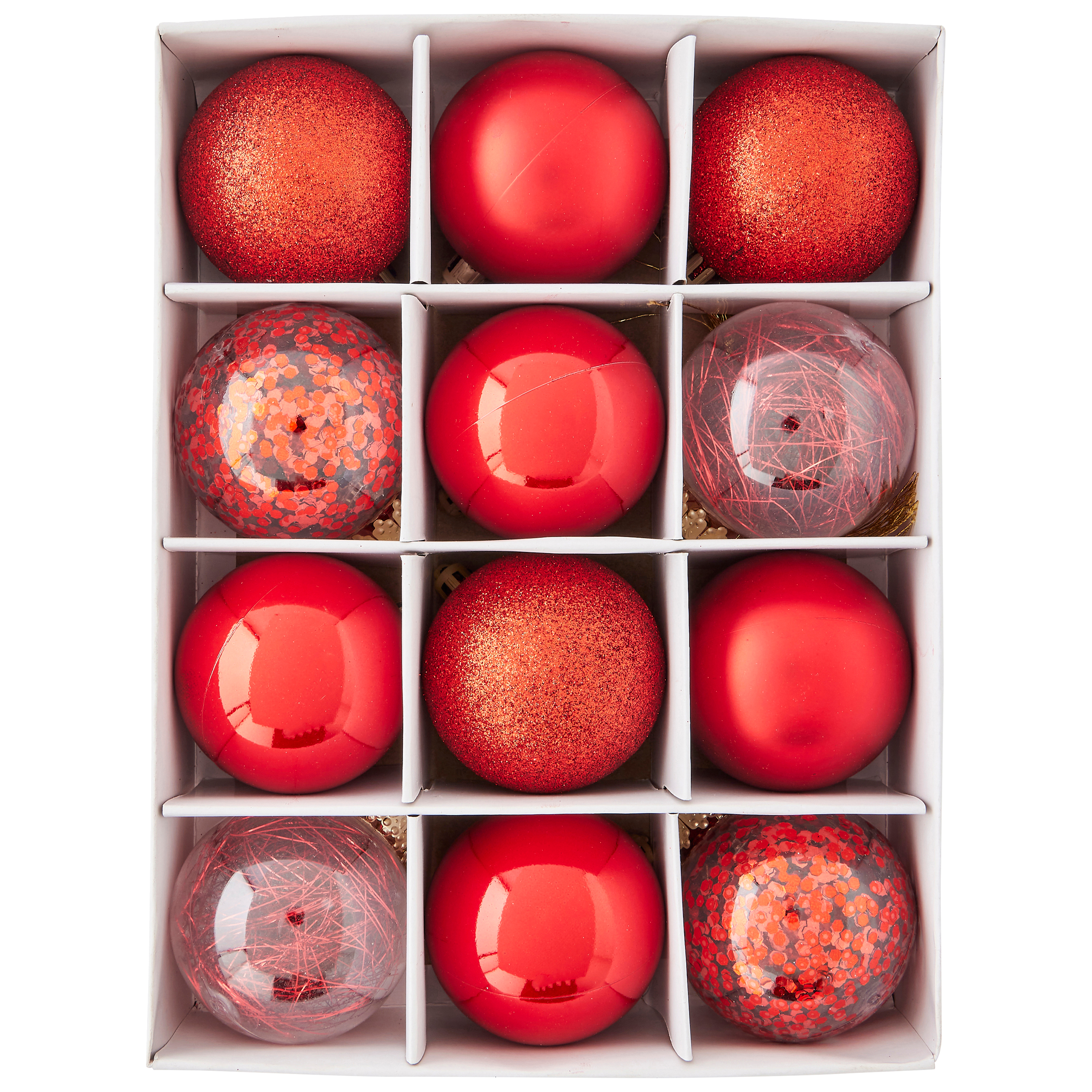 Ecloz - Boîte de 12 boules de Noël rouges en plastique Ø 6 cm - ECLOZ - Image 3