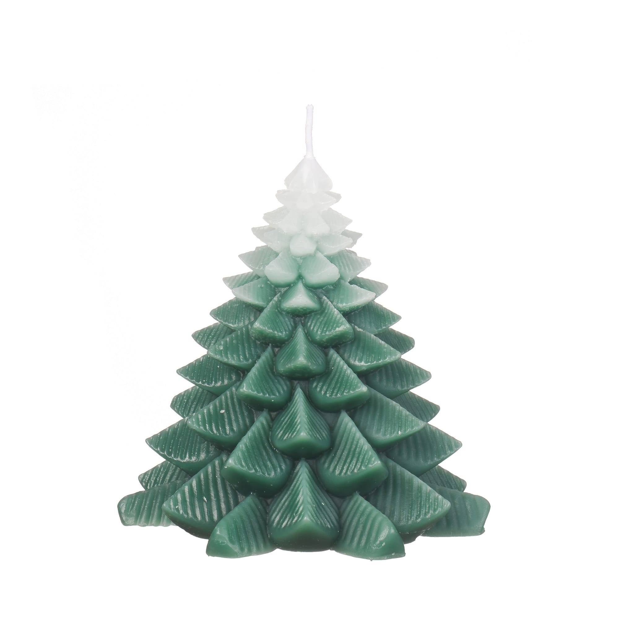 Bougie de cire sapin verte et blanche H. 18 cm - ECLOZ