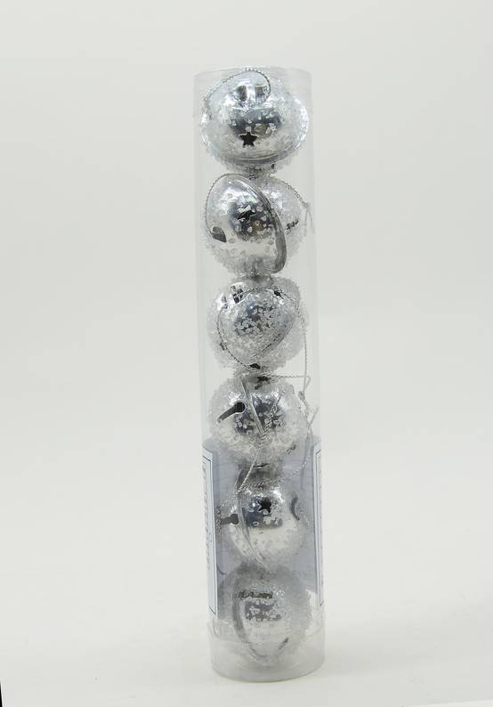 Ecloz - Tube de 6 grelots de Noël décoratifs en argent et paillettes - ECLOZ