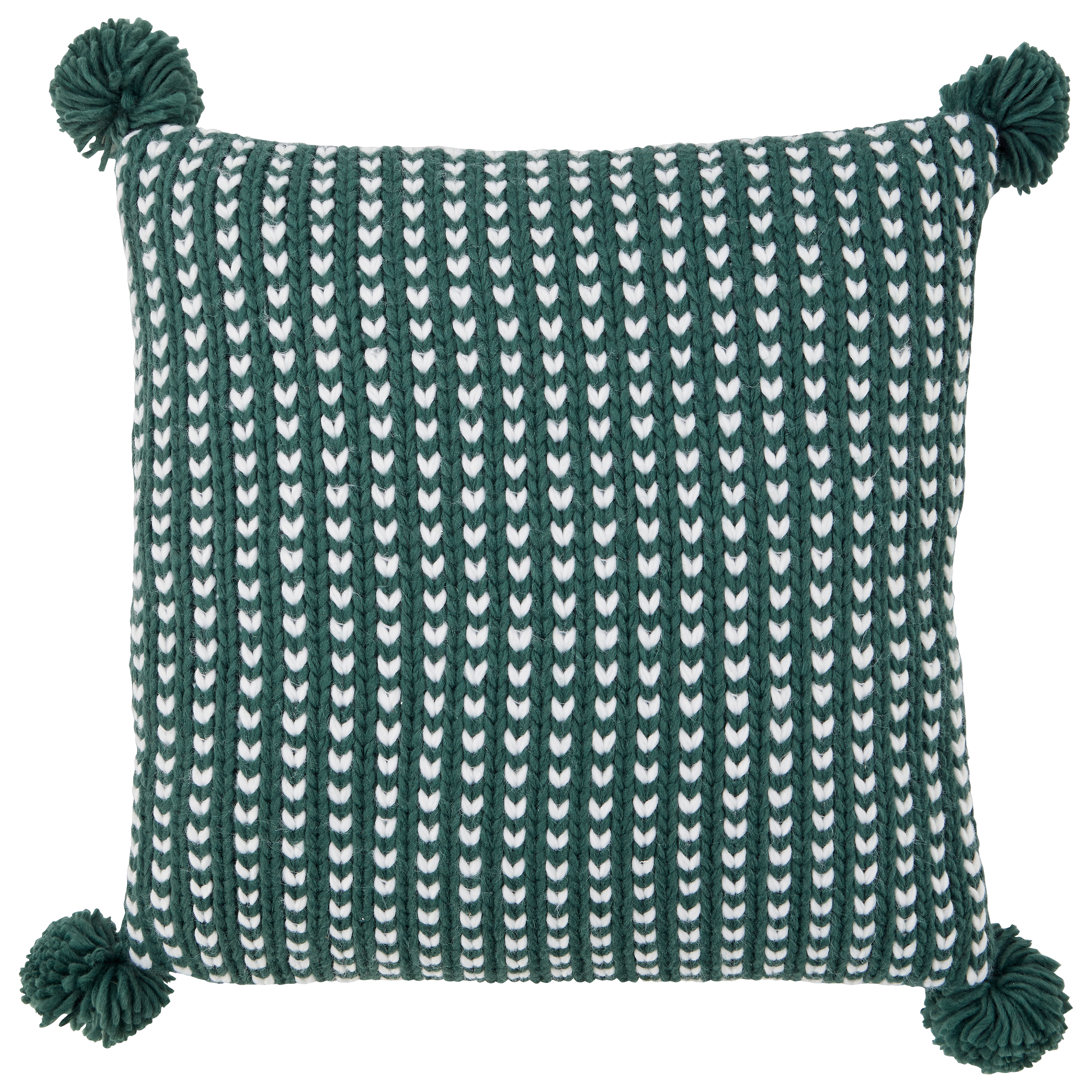 Ecloz - Coussin tricoté vert avec pompons - ECLOZ - Image 5