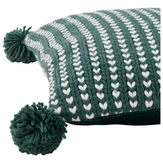 Ecloz - Coussin tricoté vert avec pompons - ECLOZ - Image 2