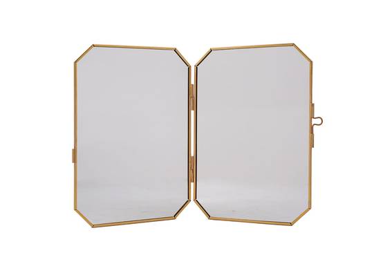 Miroir 2 panneaux support doré H.20 cm - ECLOZ - Image 1