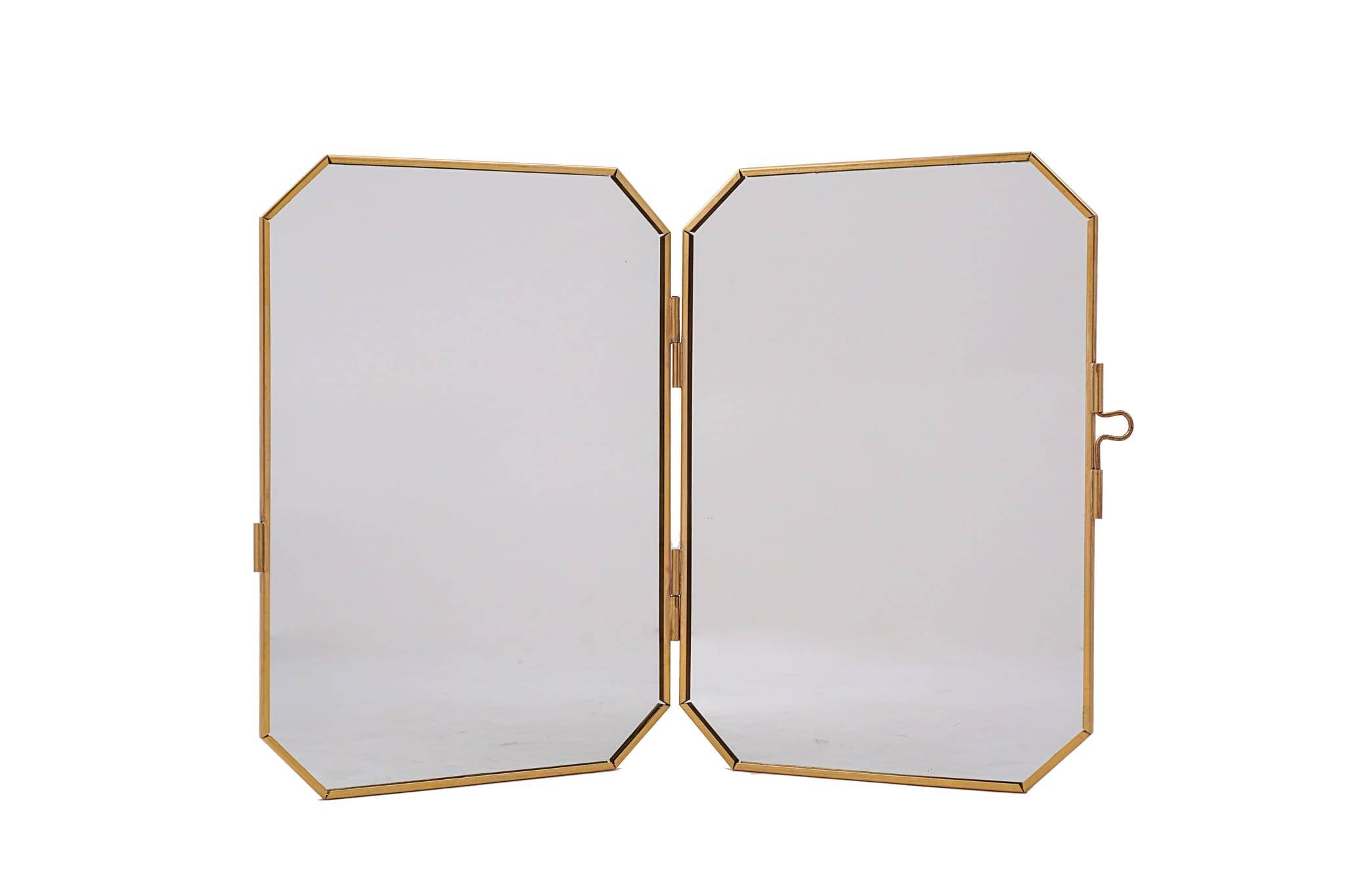 Miroir 2 panneaux support doré H.20 cm - ECLOZ - Imagen 1