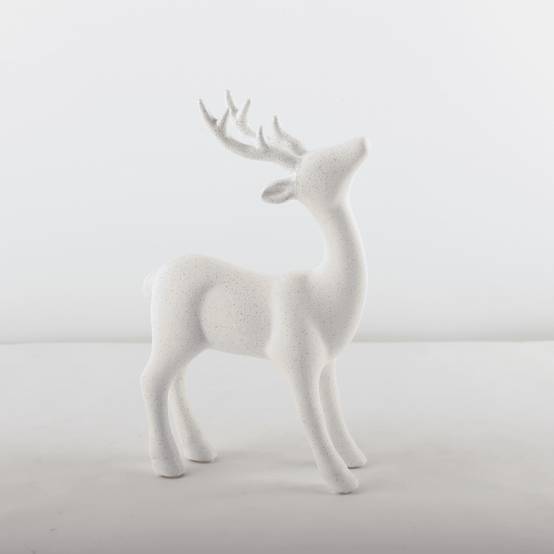 Cerf en céramique décoratif blanc H.24 cm - ECLOZ