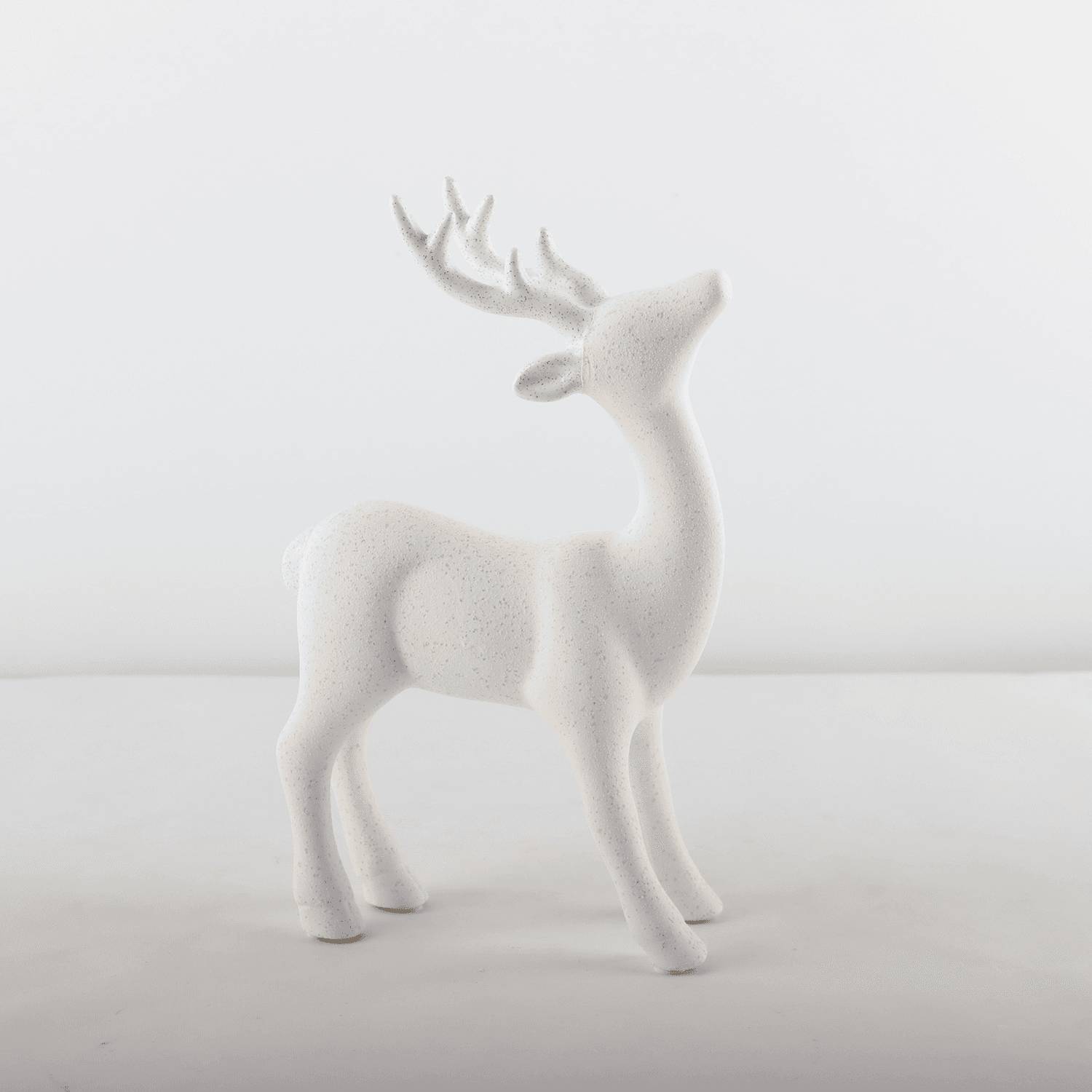 Cerf en céramique décoratif blanc H.24 cm - ECLOZ