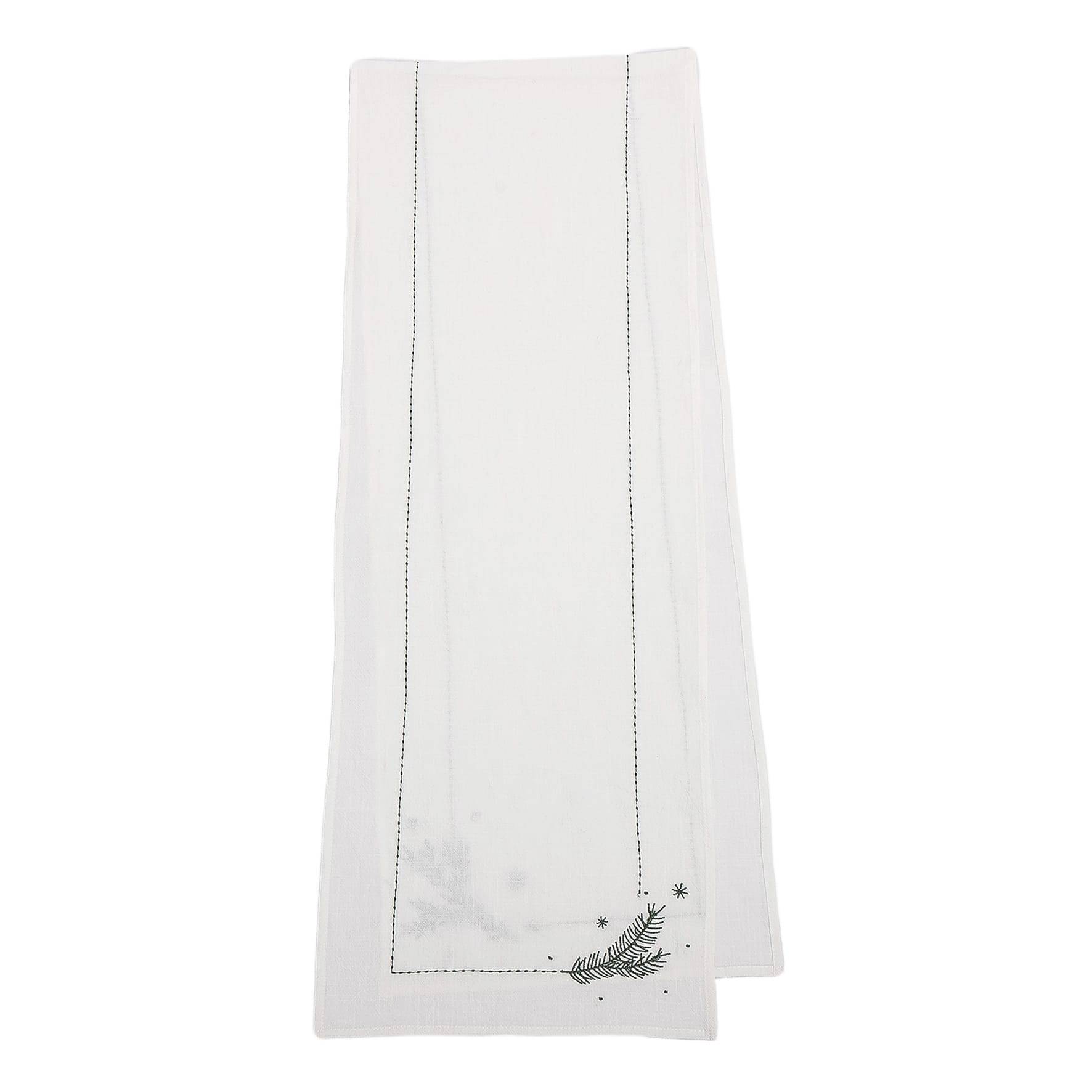 Chemin de table blanc brodé vert - ECLOZ