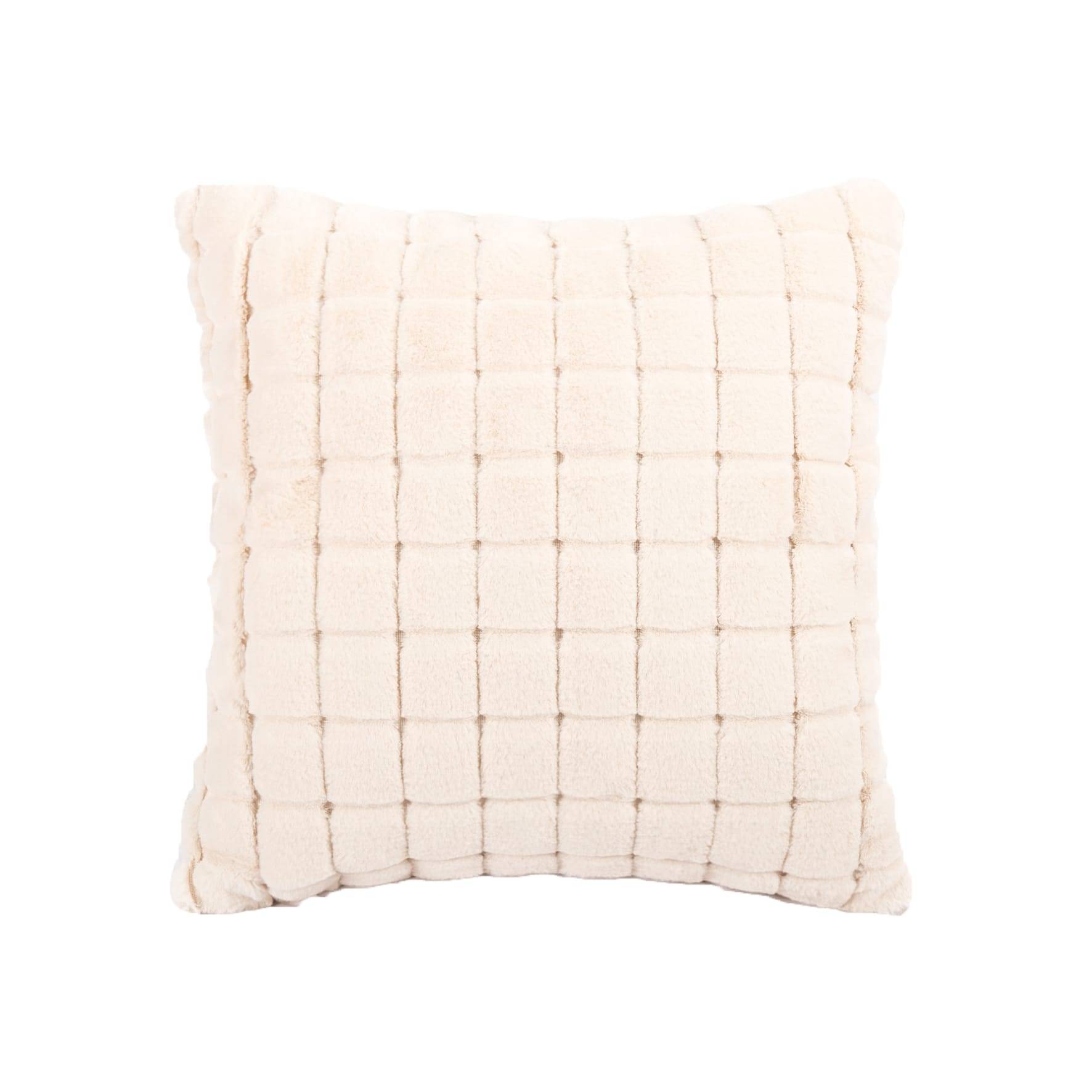 Coussin imitation fourrure beige - ECLOZ - Image 1
