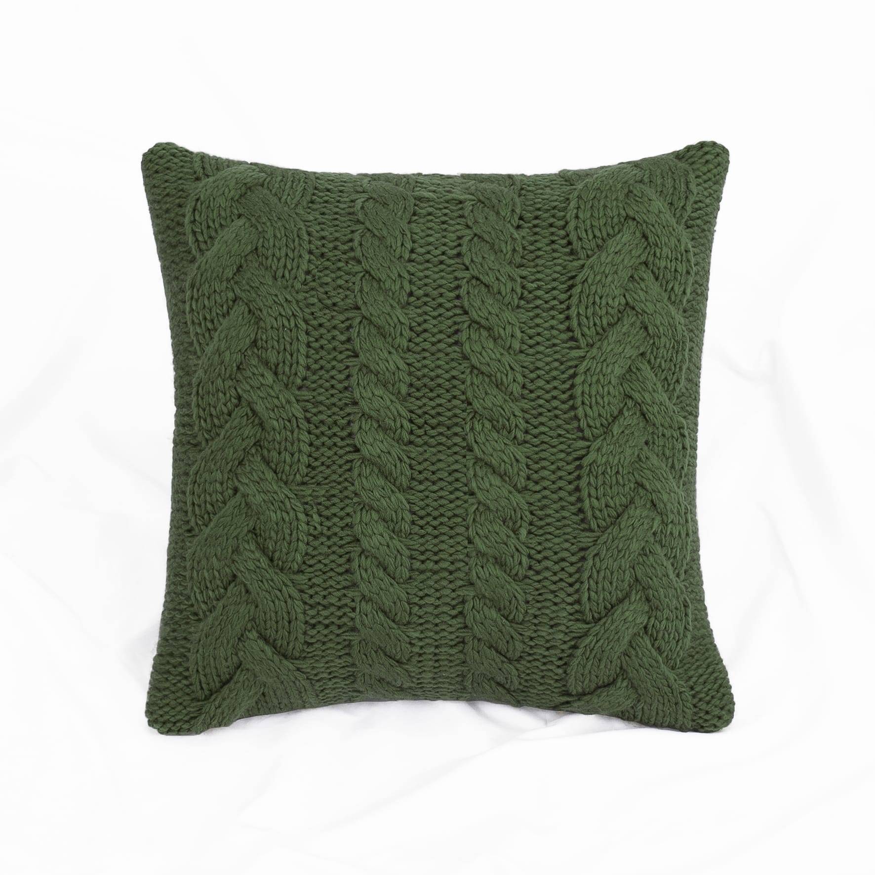 Coussin torsadé tricoté vert - ECLOZ