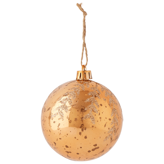 Boule de Noël motif feuille à paillettes couleur cuivre Ø 8 cm - ECLOZ - Image 2