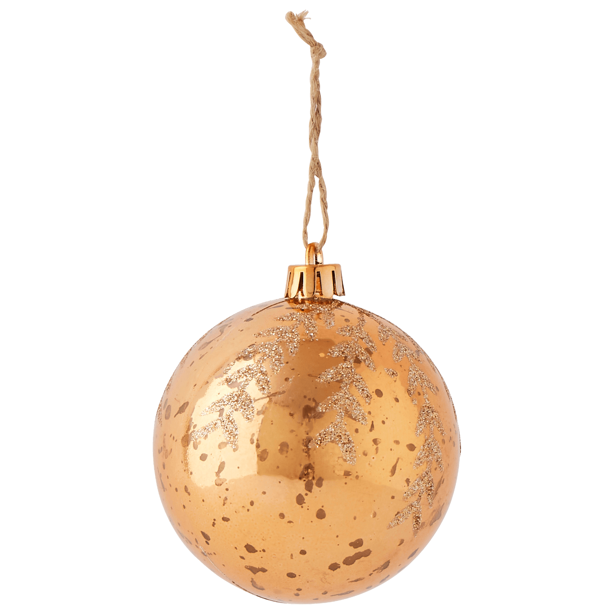 Boule de Noël motif feuille à paillettes couleur cuivre Ø 8 cm - ECLOZ - Image 2