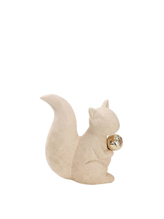 Écureuil décoratif blanc et or en céramique H.10 cm - ECLOZ
