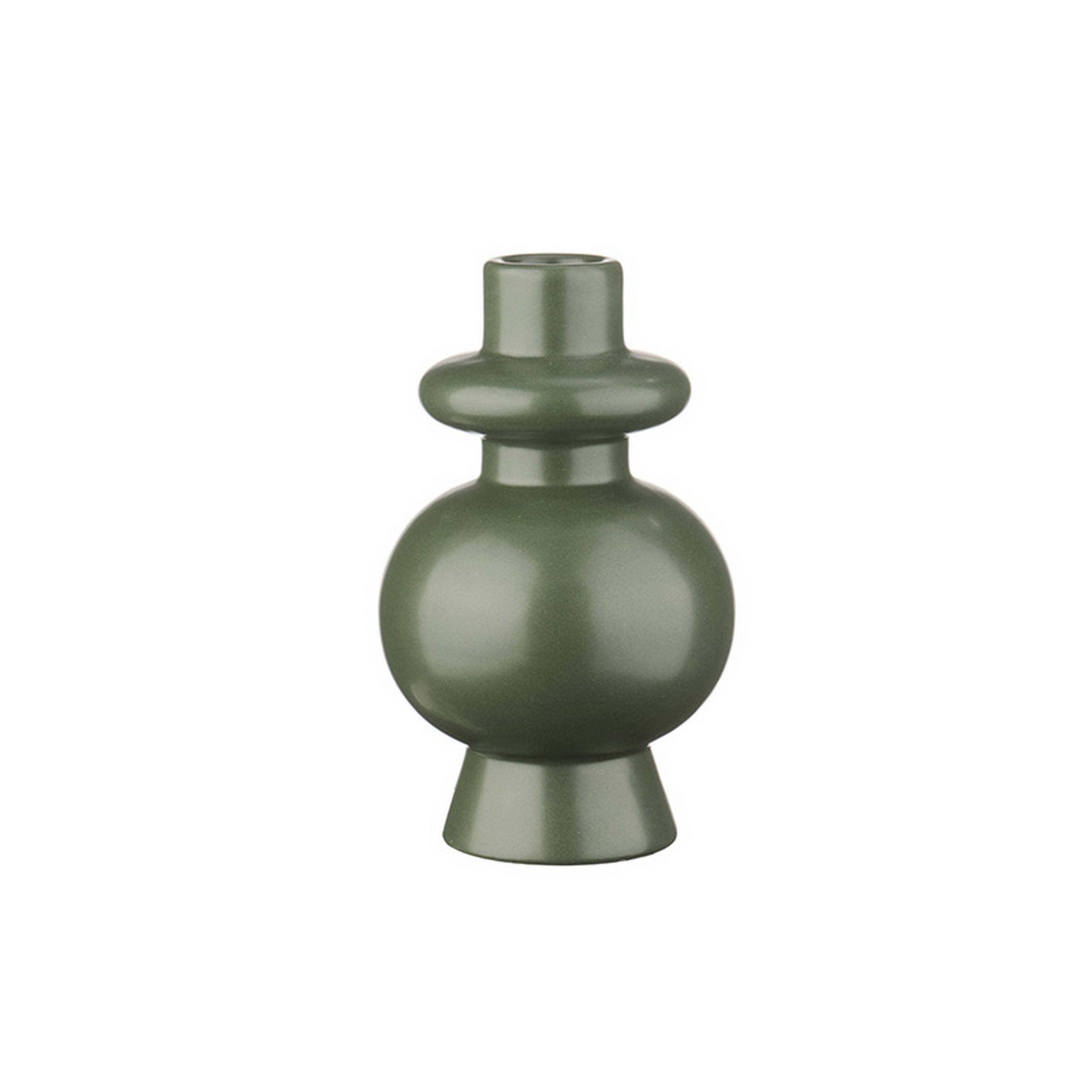 Bougeoir vert en céramique H.15 cm - ECLOZ