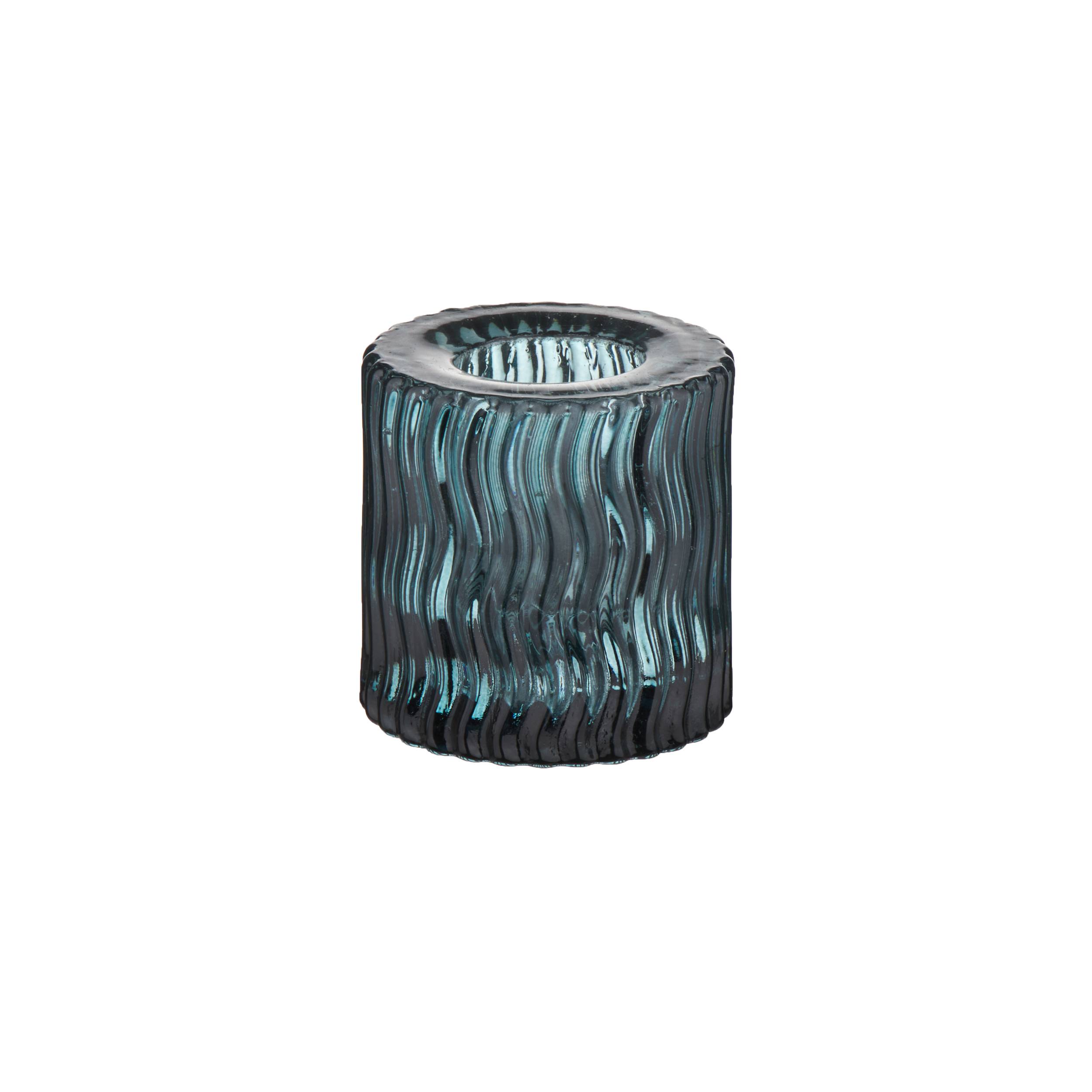 Candelero azul estriado H.5 cm - ECLOZ