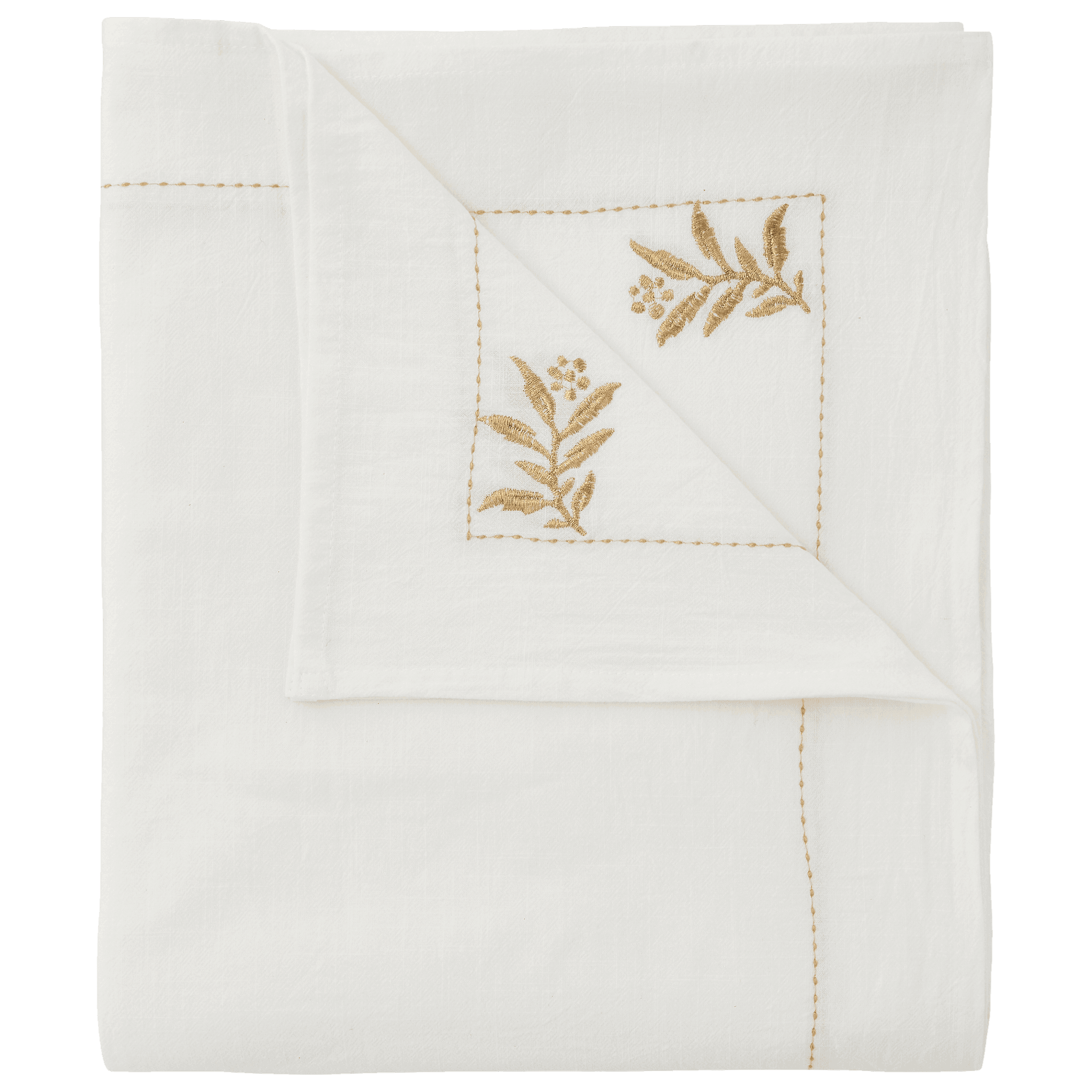 Nappe blanche brodée or L.250 x l.130 cm - ECLOZ - Image 3