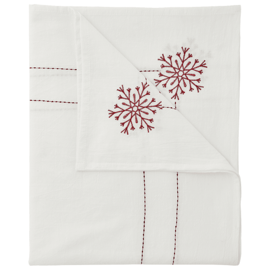 Nappe blanche brodée rouge L.250 x l.130 cm - ECLOZ - Image 2