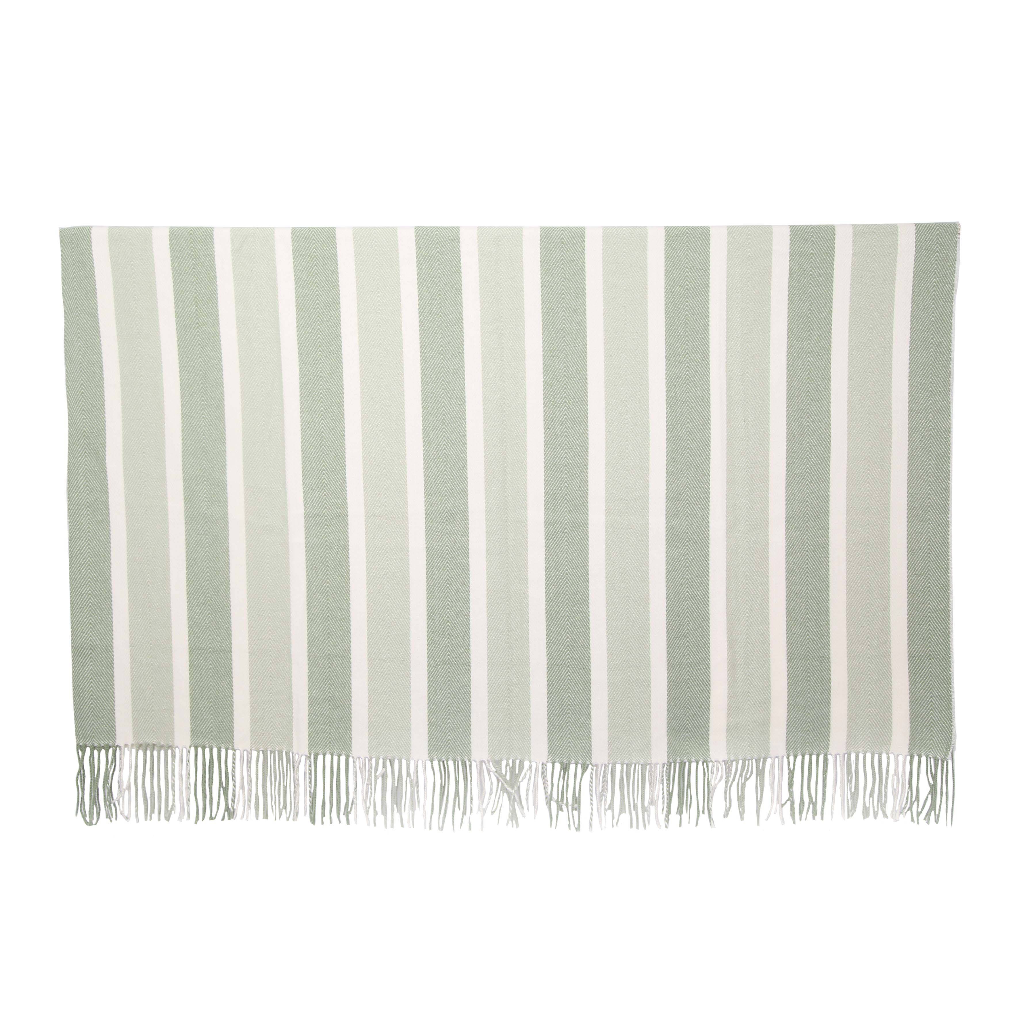 Ecloz - Manta de rayas verdes y blancas L.160 x A.130 cm - ECLOZ