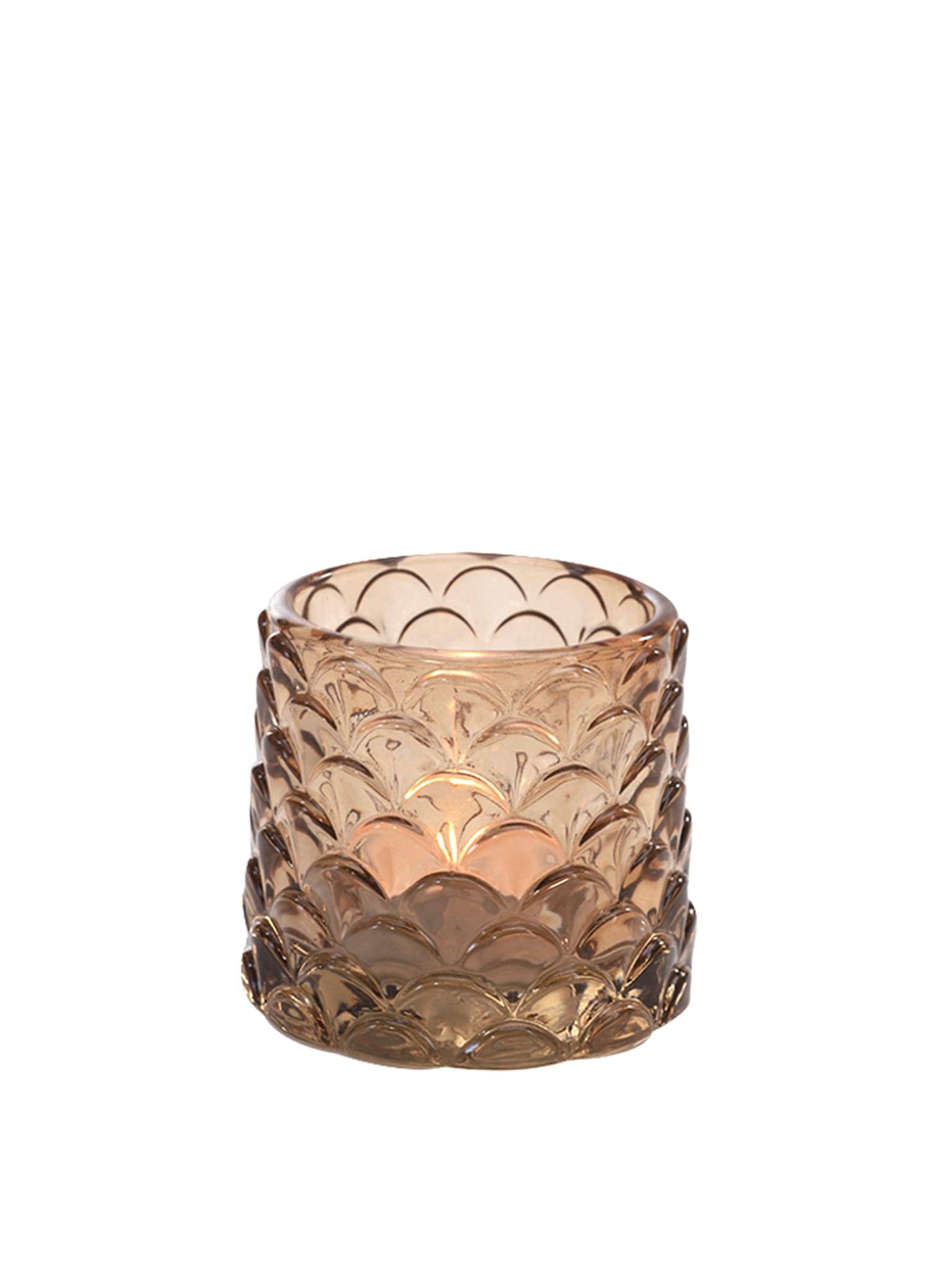 Photophore en verre écaillé marron H.7 cm - ECLOZ