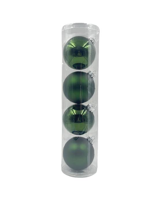 Boîte de 4 boules de Noël en verre Ø 10 cm vert foncé - ECLOZ