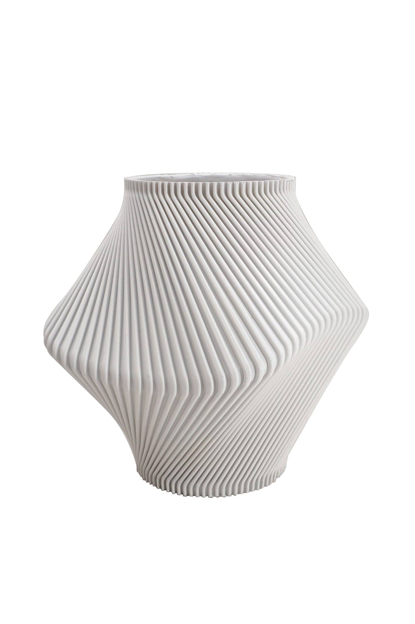 Vase blanc en résine striée H.20 cm - ECLOZ