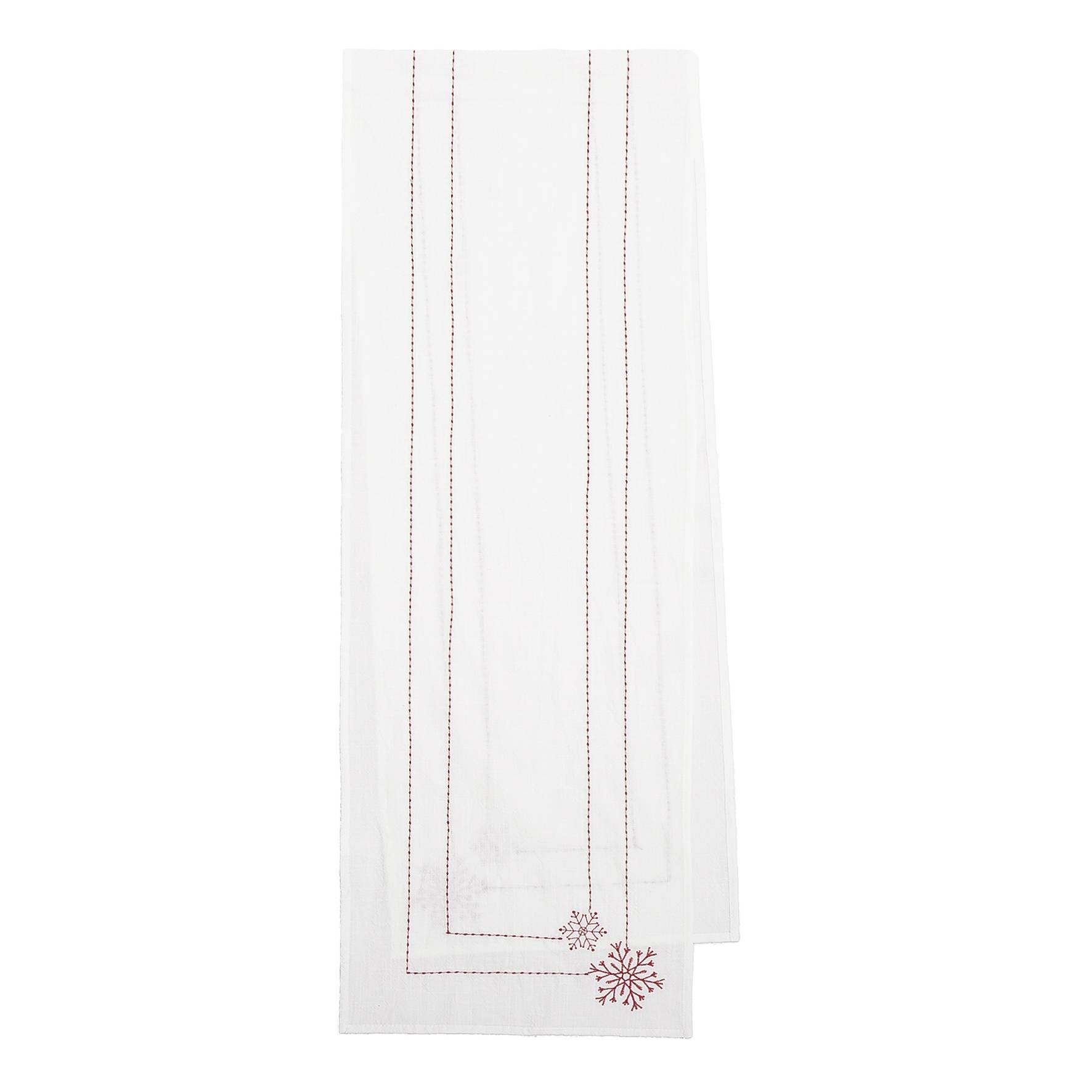 Chemin de table blanc brodé rouge - ECLOZ