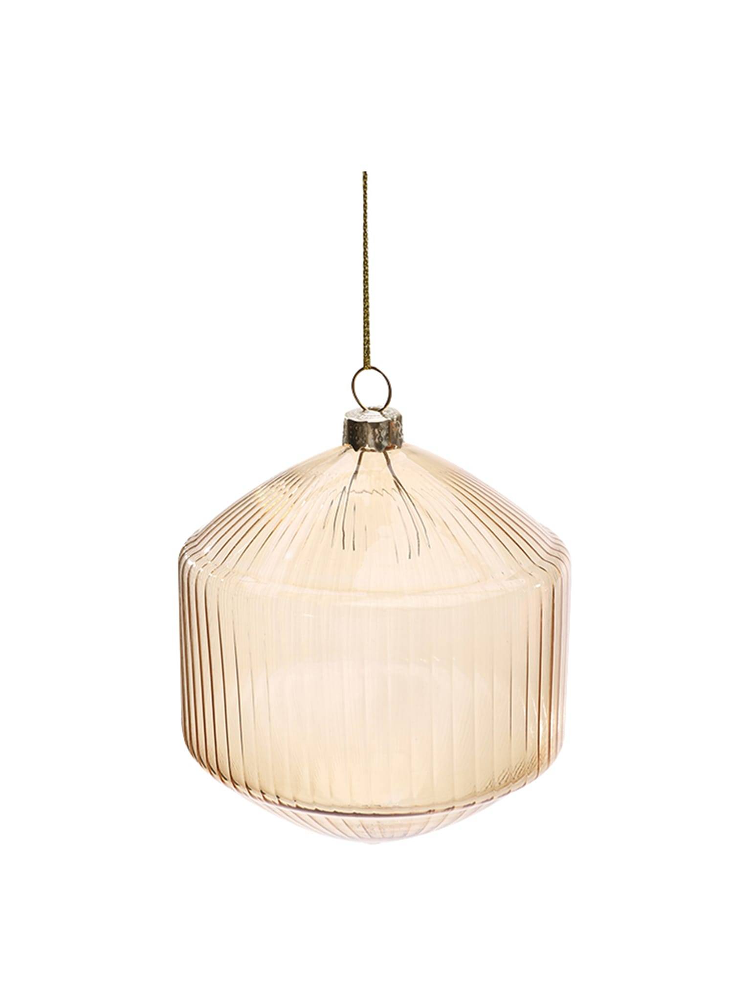 Boule de Noël marron en verre strié Ø 8 cm - ECLOZ