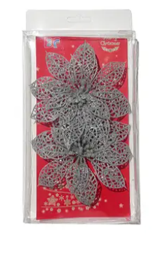 Ecloz - Clip Poinsettia argenté x 2- ECLOZ