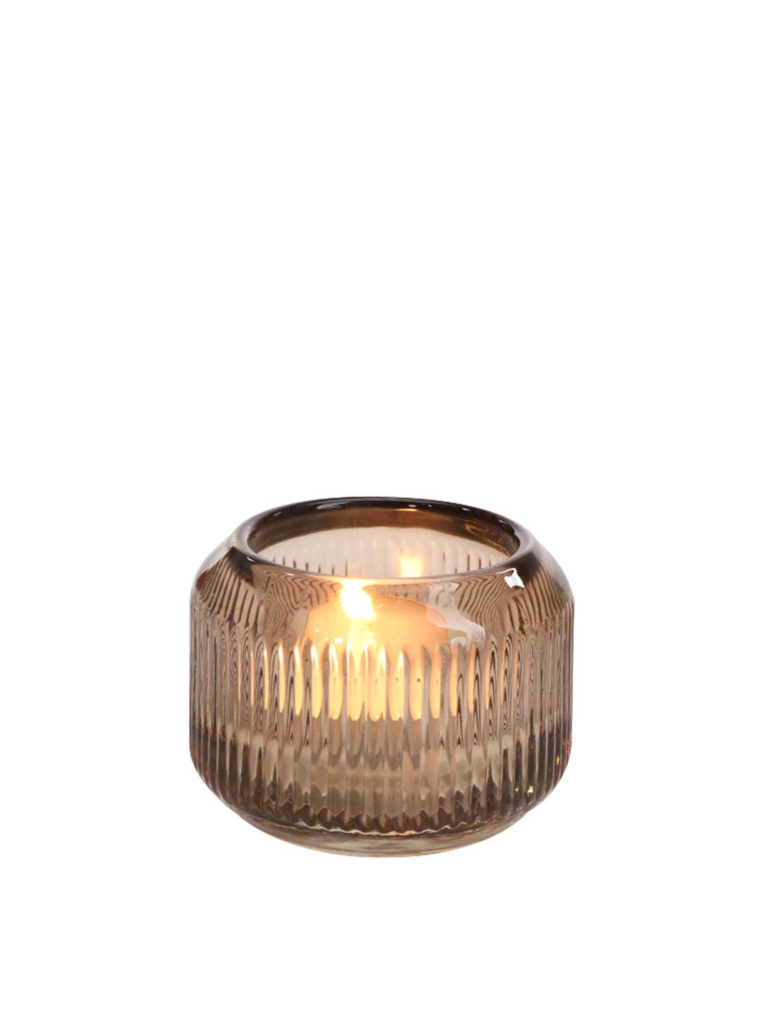 Photophore en verre strié marron H.6 cm - ECLOZ