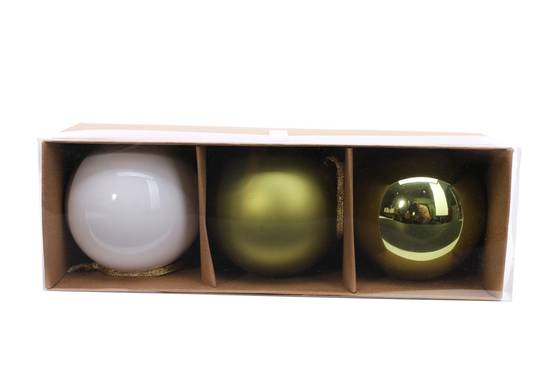 Boîte de 3 boules de Noël vertes et blanches Ø 8 cm - ECLOZ