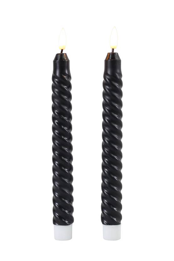 Set de 2 bougies torsadées noires LED chandelle - ECLOZ