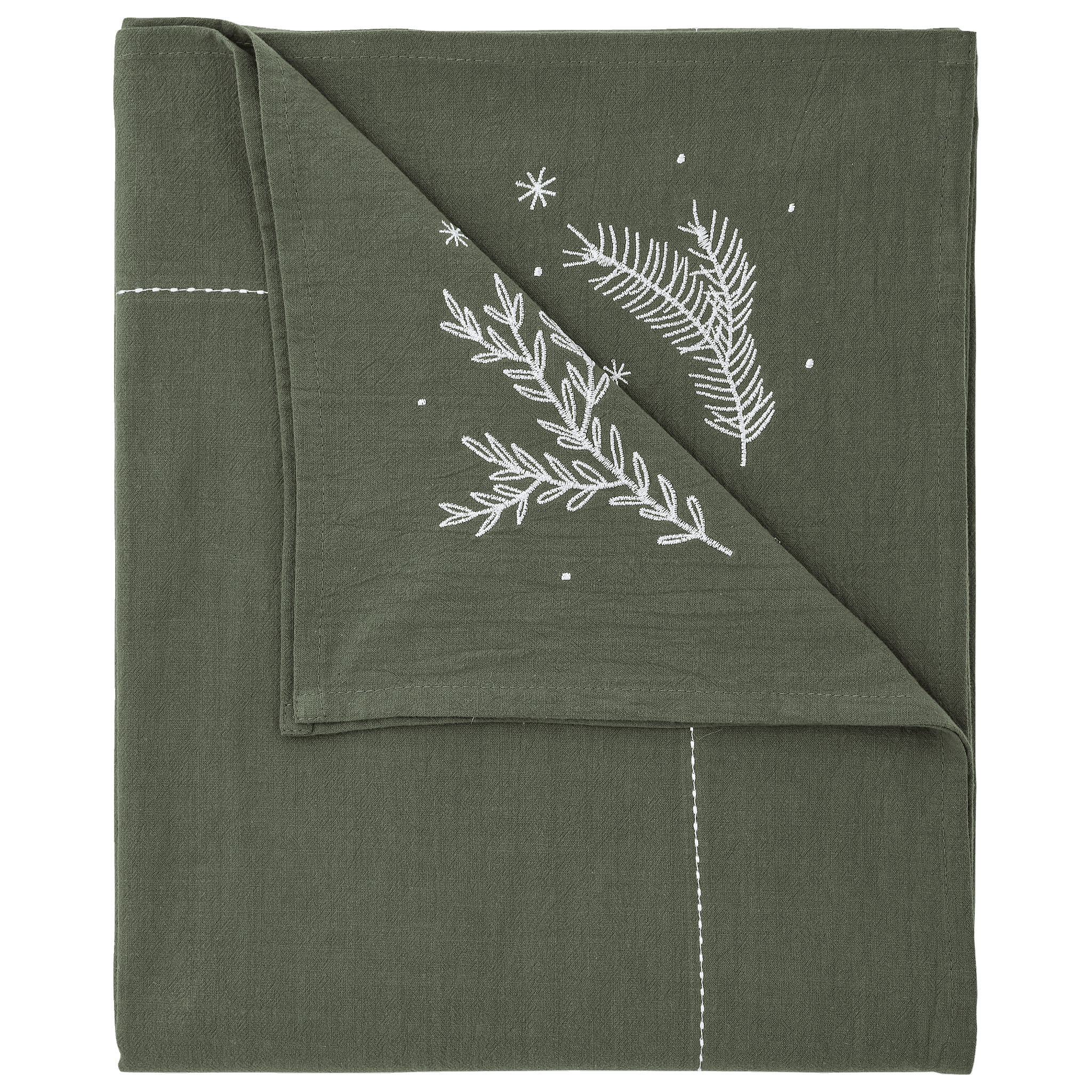 Nappe verte brodée argent L.250 x l.130 cm - ECLOZ - Image 4