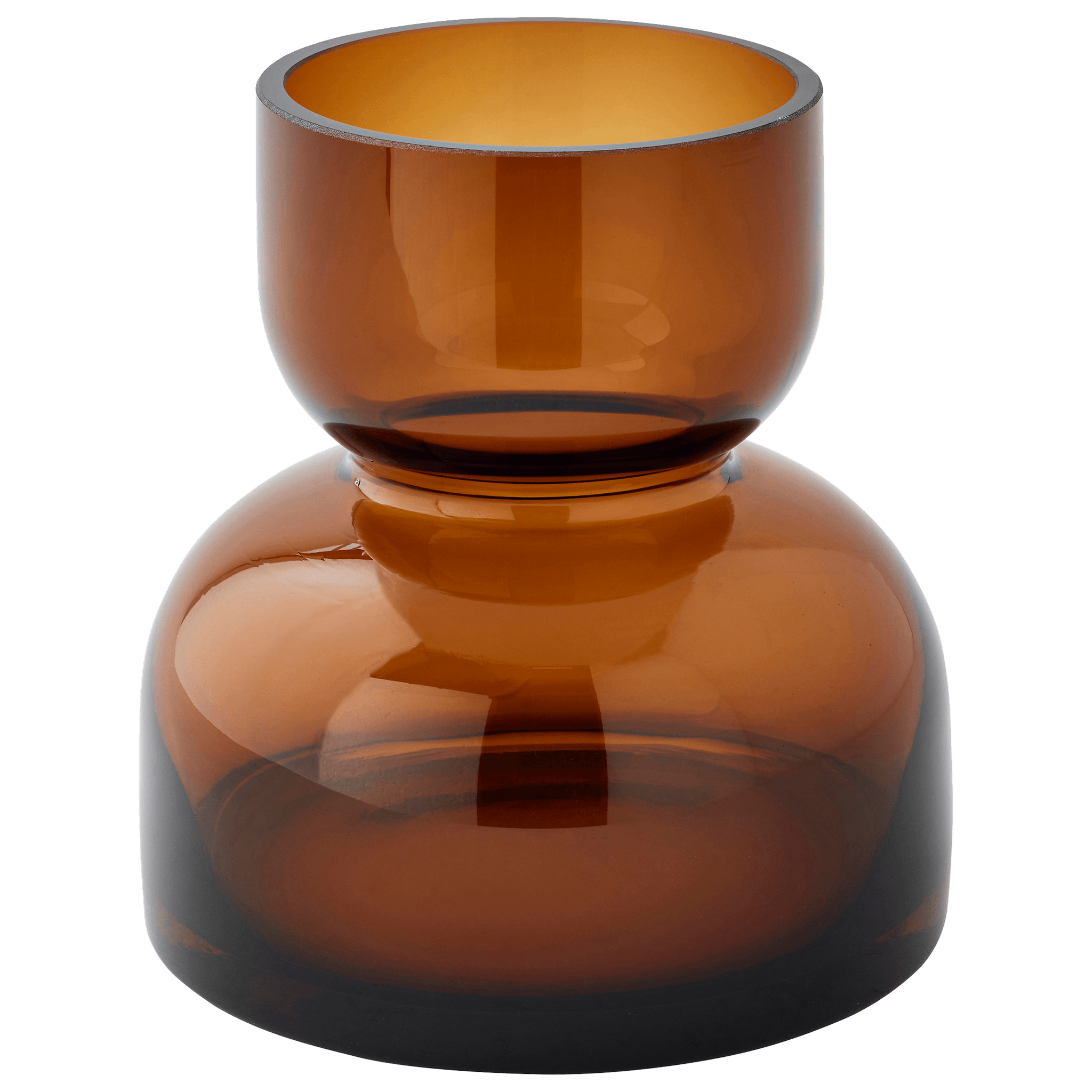 Vase design rond 13,5x13,5x30 cm en verre bordeaux | Maison et Styles