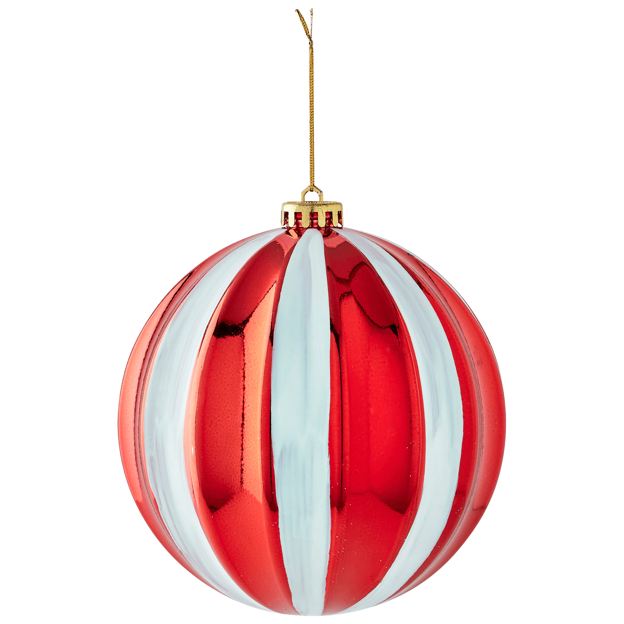Boule de Noël en plastique rayé rouge et blanc Ø 15 cm - ECLOZ - Image 2