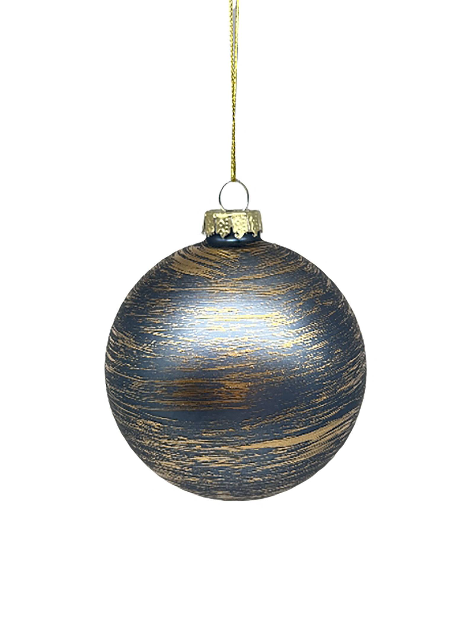 Boule en verre bleu et or Ø 8 cm - ECLOZ - Image 1
