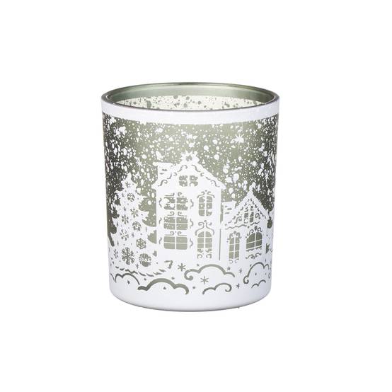 Bougeoir vert clair décor maison H.10 cm - ECLOZ