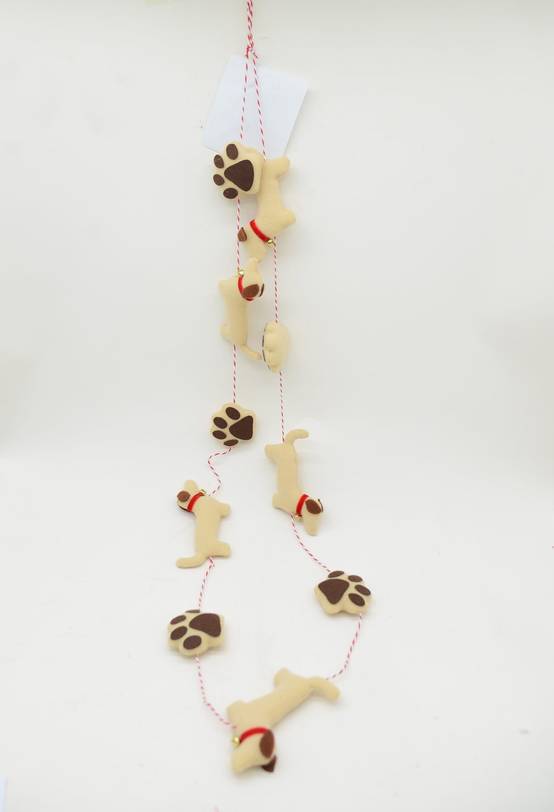 Ecloz - Guirlande de Noël beige décor pattes et chiens - ECLOZ - Image 1