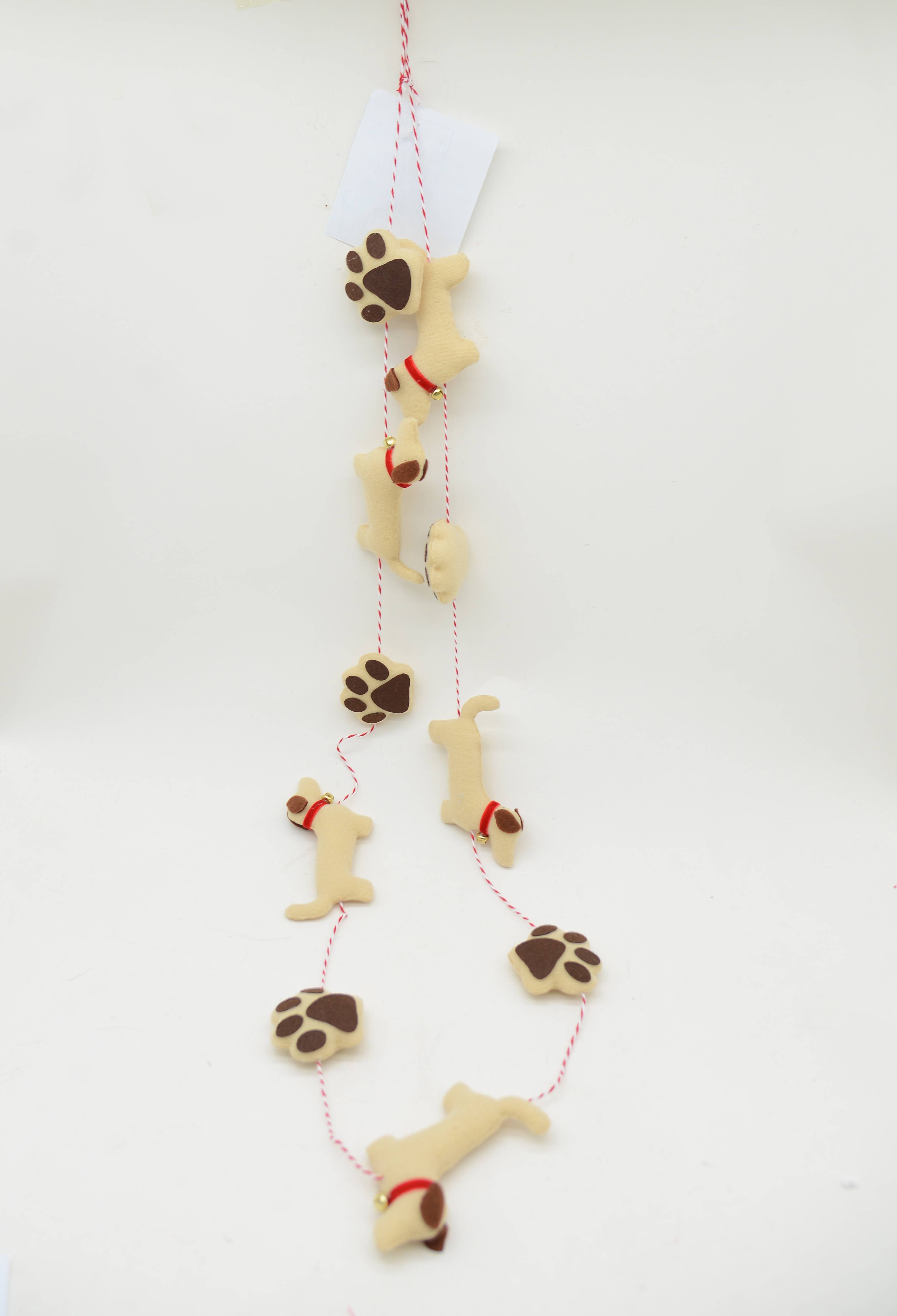 Ecloz - Guirlande de Noël beige décor pattes et chiens - ECLOZ