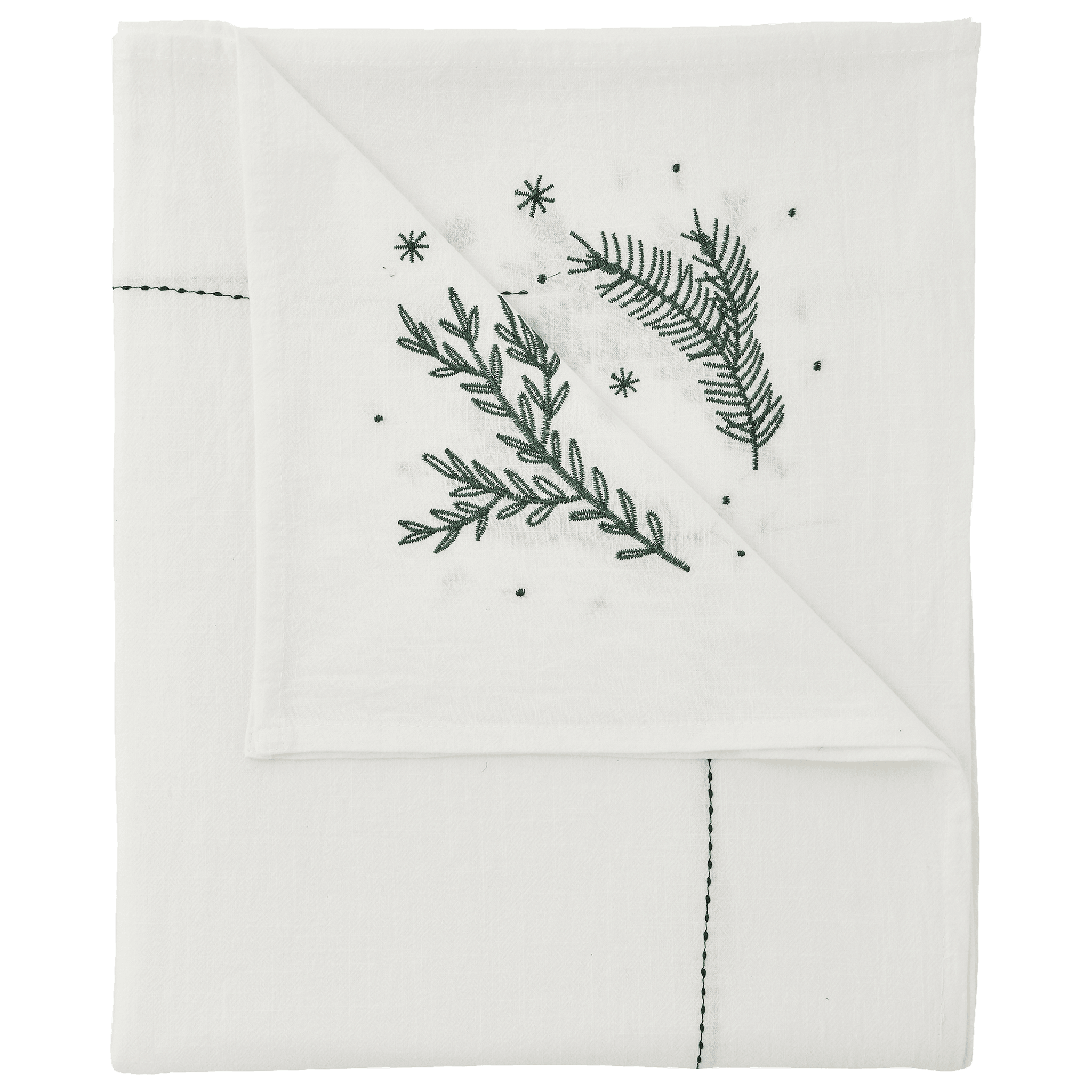 Nappe blanche brodée verte L.250 x l.130 cm - ECLOZ - Image 5