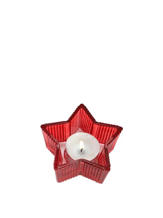 Photophore en étoile rouge en verre strié H.4 cm - ECLOZ