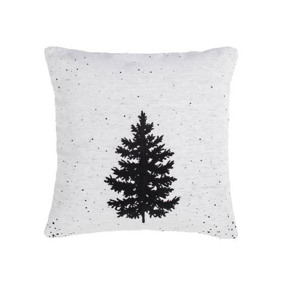 Ecloz - Coussin blanc sapin jacquard noir - ECLOZ