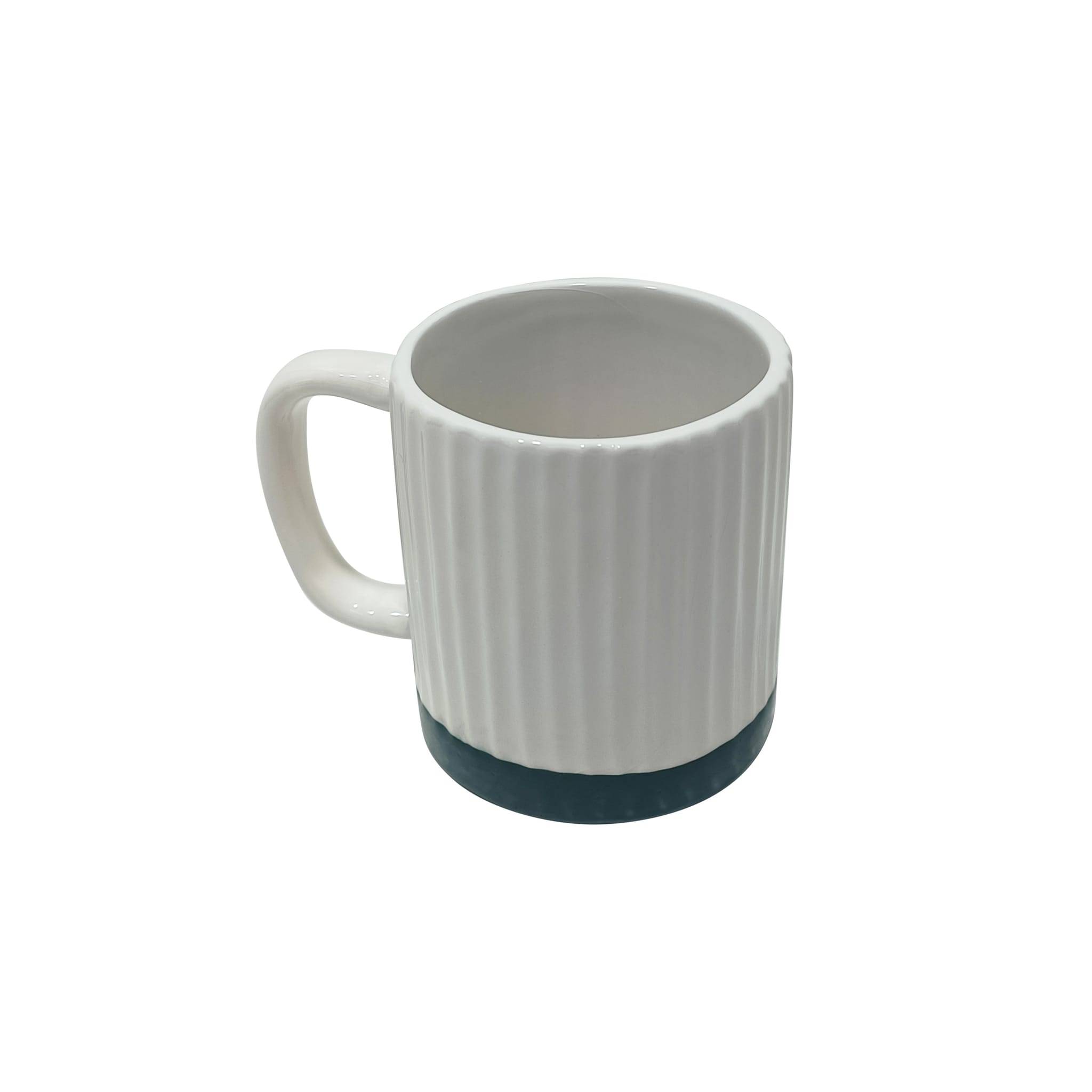 Mug en céramique blanc et vert H.9 cm - ECLOZ