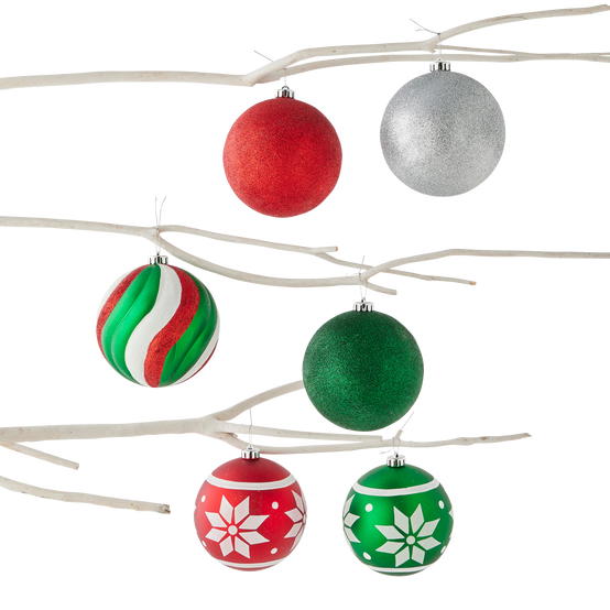 Ecloz - Tube de 6 boules de Noël Ø 15 cm rouges vertes et argent - ECLOZ - Image 3