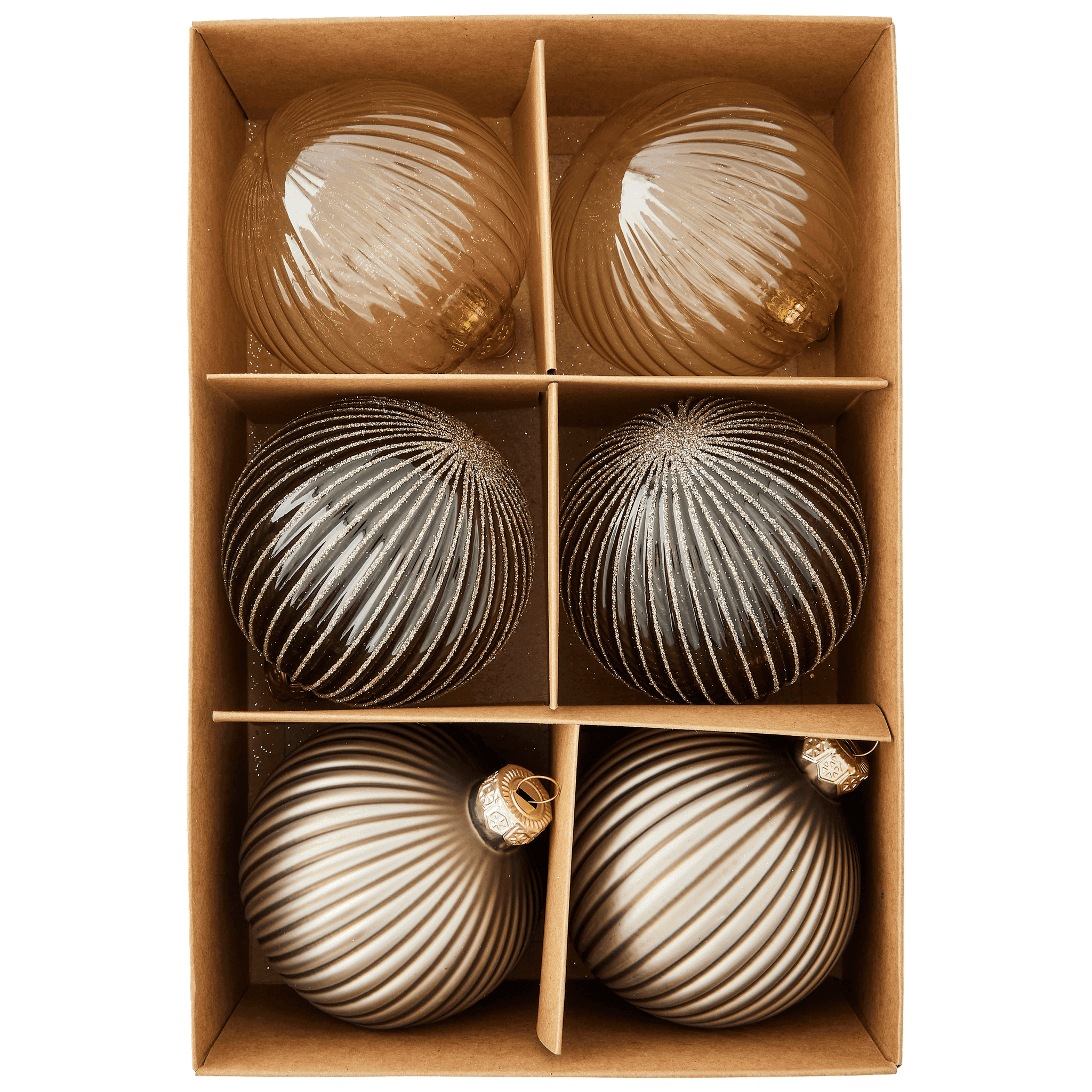 Boîte de 6 boules de Noël en verre strié 3 couleurs - ECLOZ - Image 3