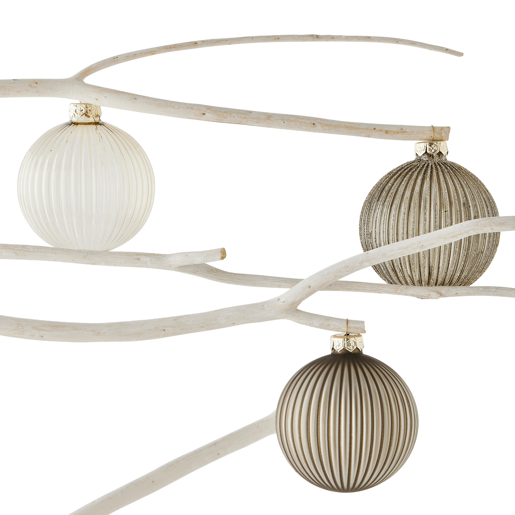 Boîte de 6 boules de Noël en verre strié 3 couleurs - ECLOZ - Image 2