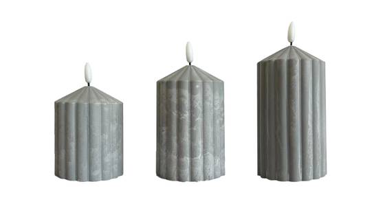 Ecloz - Set de 3 bougies LED striées grises - ECLOZ
