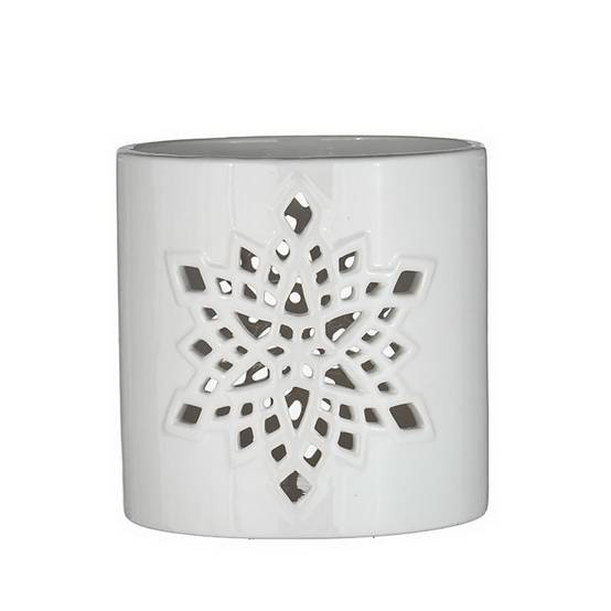 Ecloz - Cache-pot flocon blanc et grès Ø 14 cm - ECLOZ