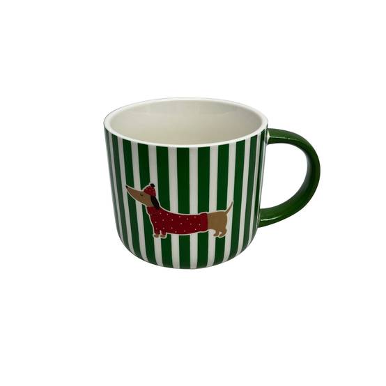 Mug vert rayé motif teckel - ECLOZ