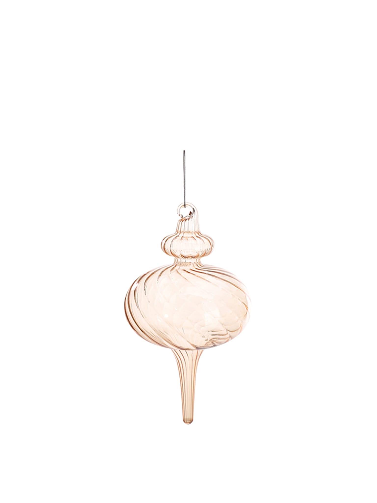 Boule de Noël marron clair en verre strié H.15 cm - ECLOZ