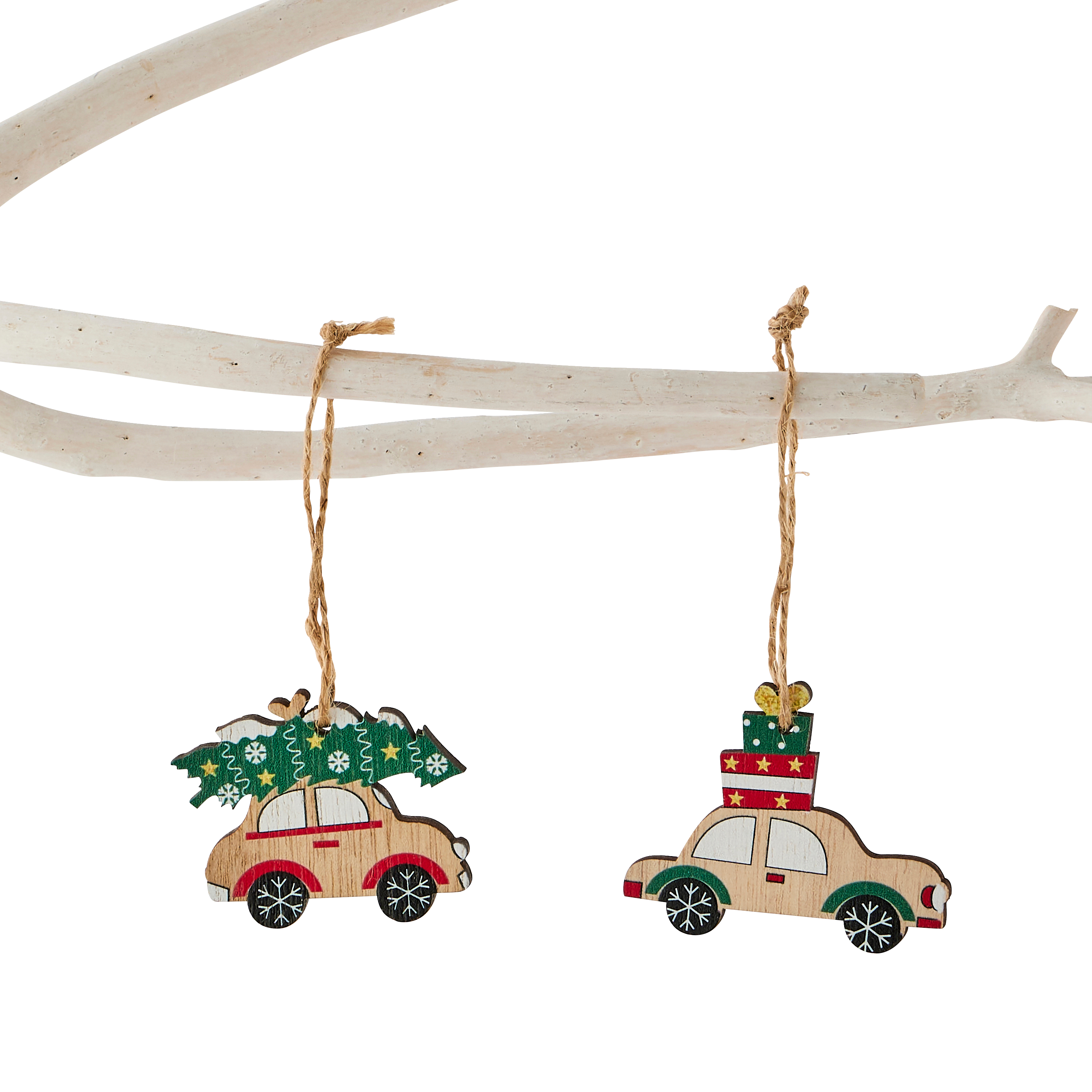 Ecloz - Boîte de 8 suspensions décoratives de Noël - voitures en bois - ECLOZ - Imagen 2