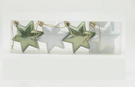 Ecloz - Boîte de 4 étoiles vertes et blanches en plastique - ECLOZ